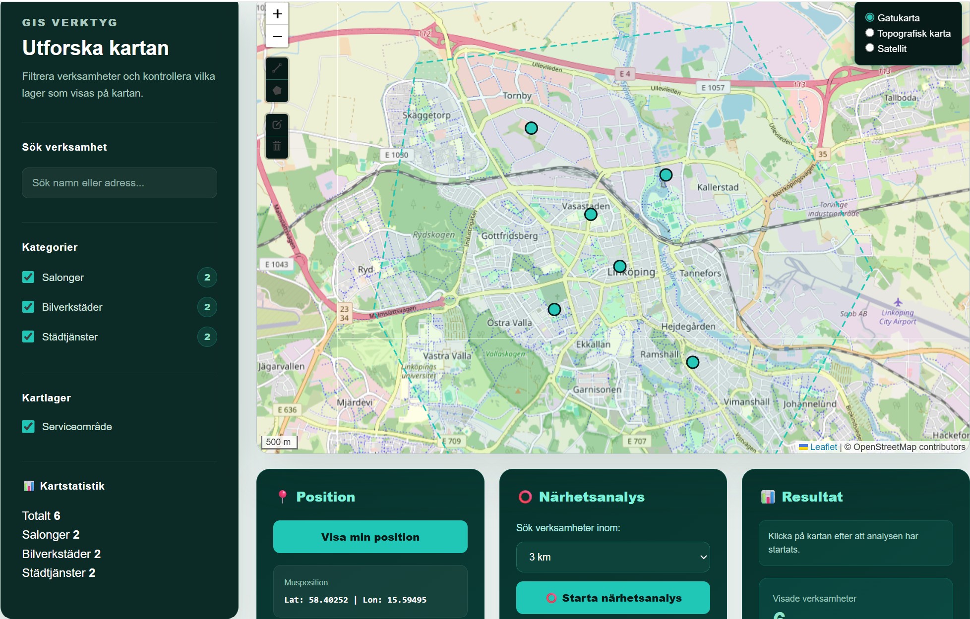 Interaktiv företagskarta Web GIS-demo